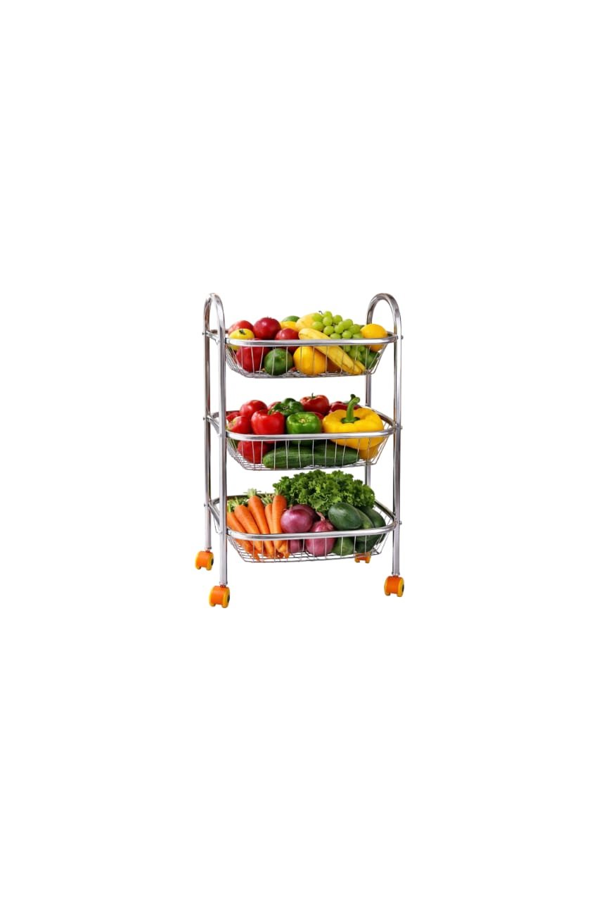 SQUARE STEEL 3 LAYER  FRUIT- VEGETABLE TROLLEY