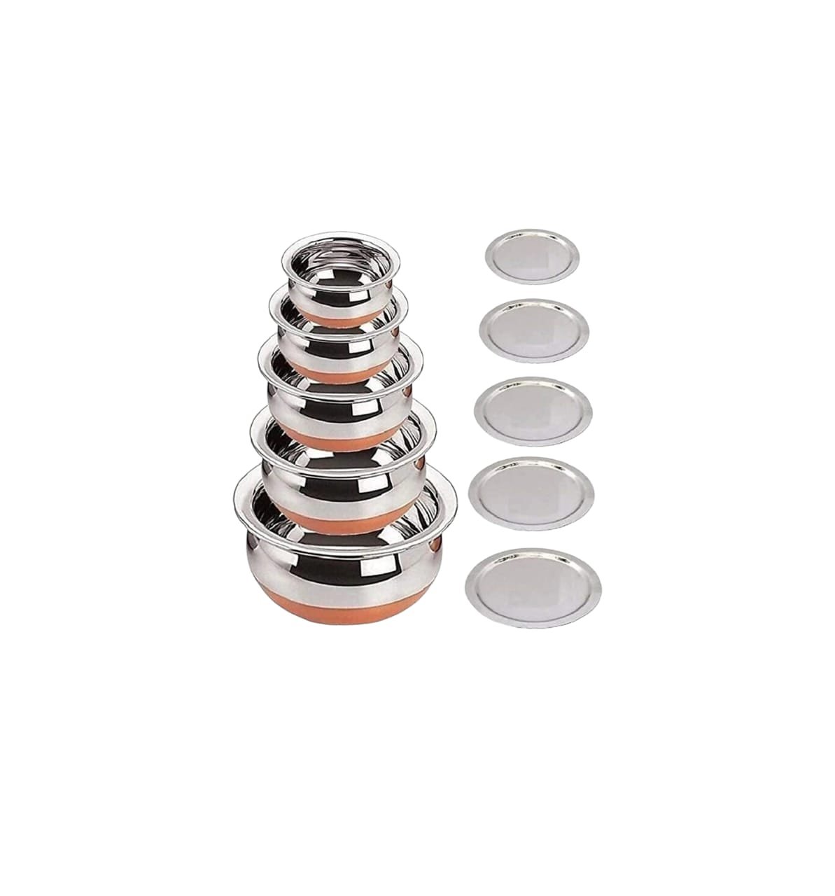 COPPER BASE HANDI WITH LID 5PCS ( 8 - 12 )