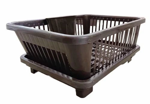 VIRGIN PLASTIC  BROWN DISH DRAINER BASKET
