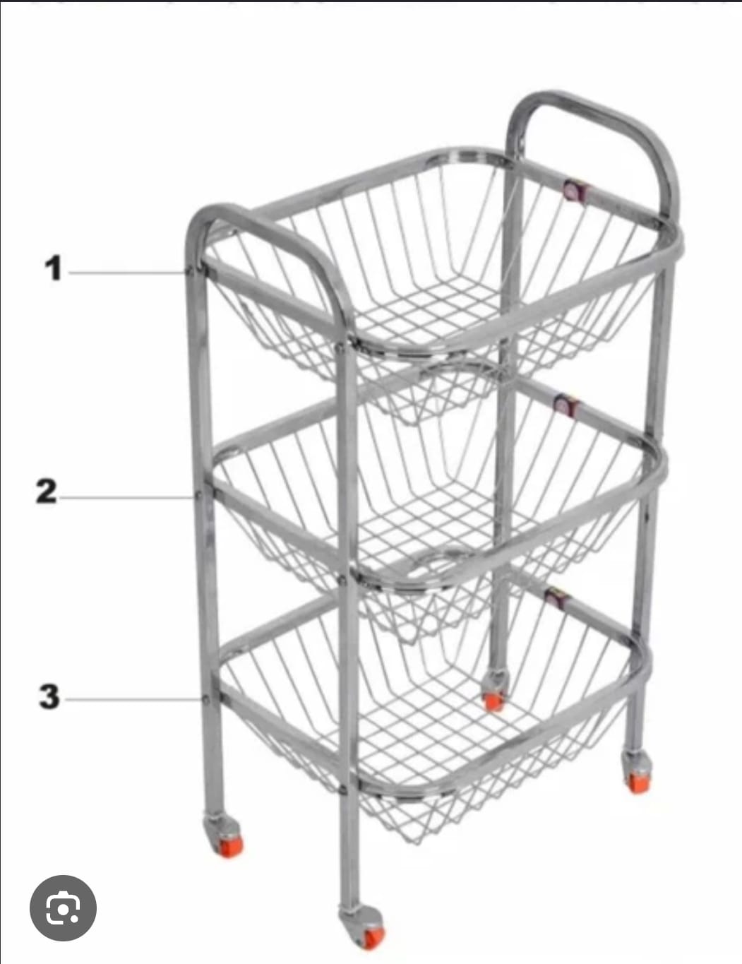 SQUARE STEEL 3 LAYER  FRUIT- VEGETABLE TROLLEY