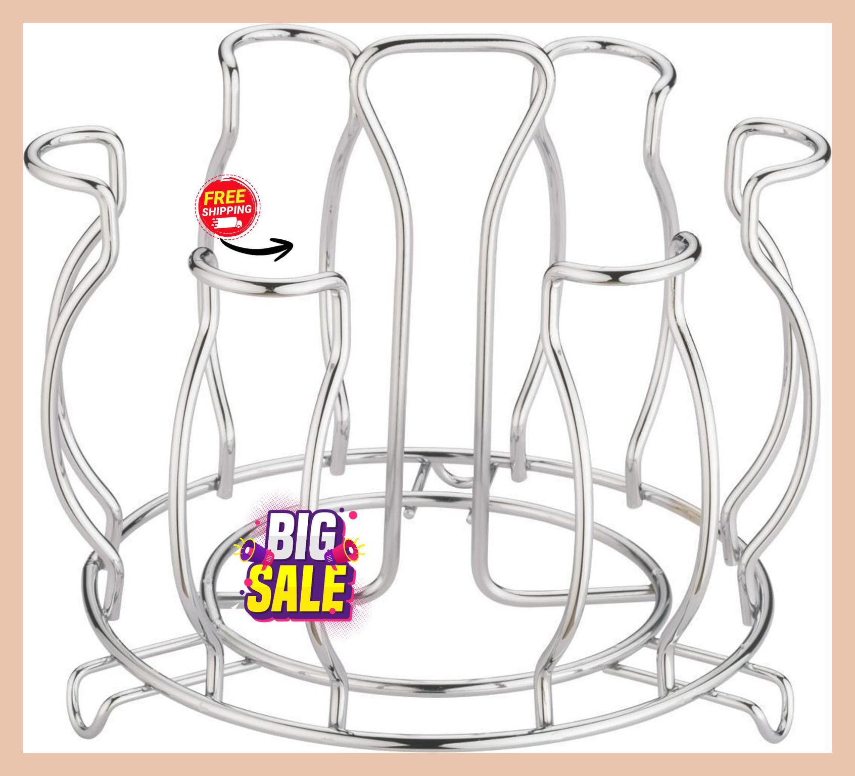 STEEL LOTUS SHAPE GLASS HOLDER FOR 6 GLASS