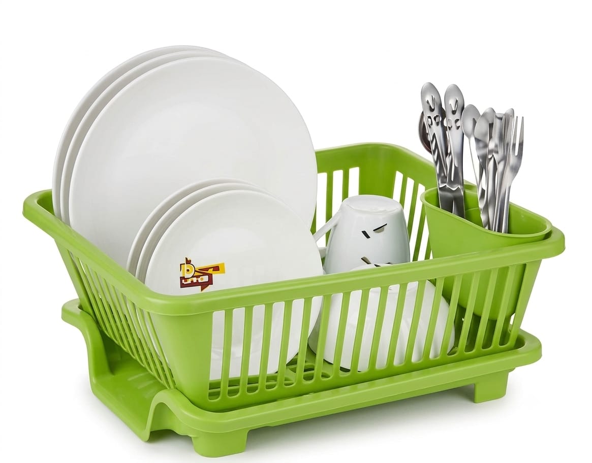 VIRGIN PLASTIC GREEN DISH DRAINER BASKET